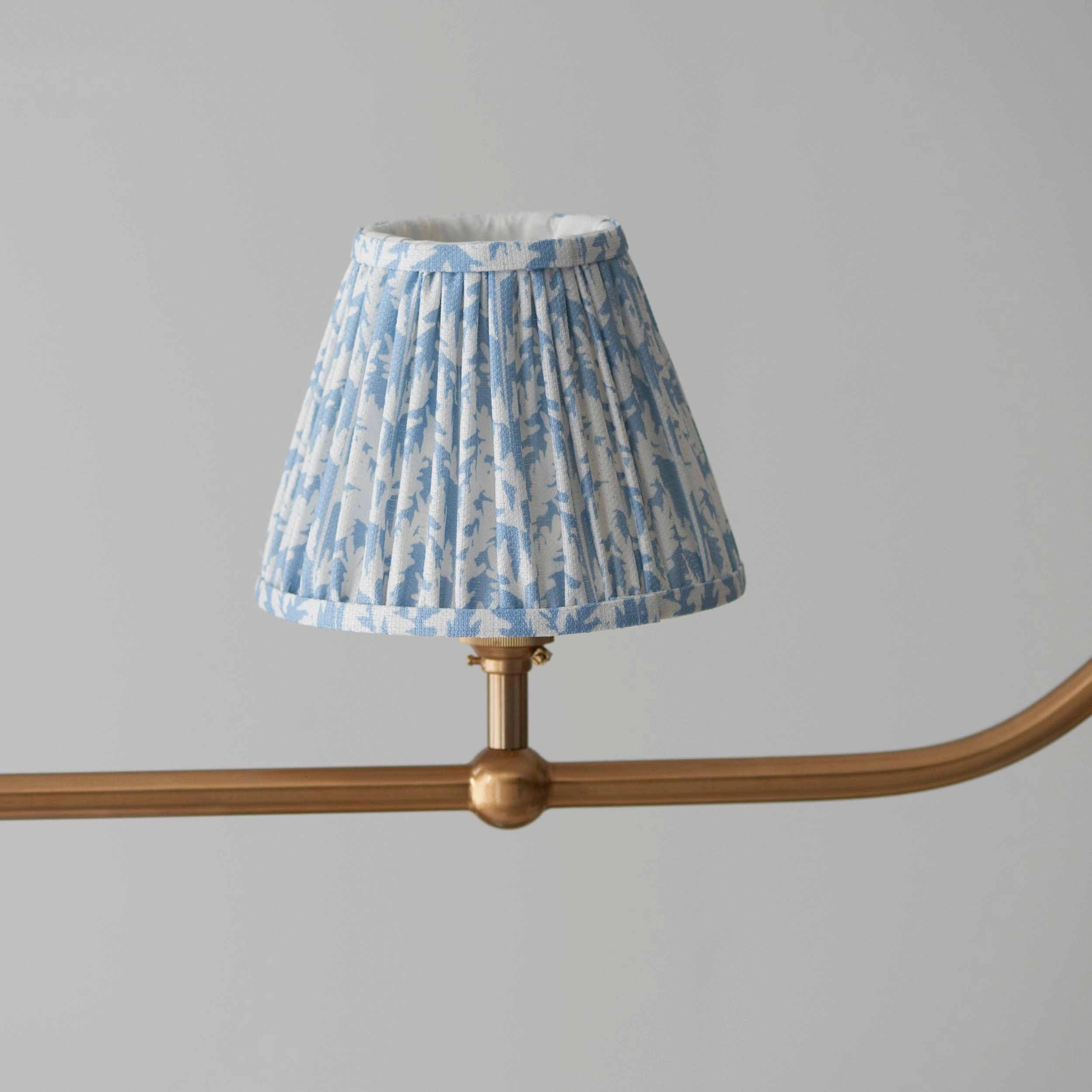 Santiago Brass 4 Light Pendant Ceiling Light With Blue Leaf 16cm Shades