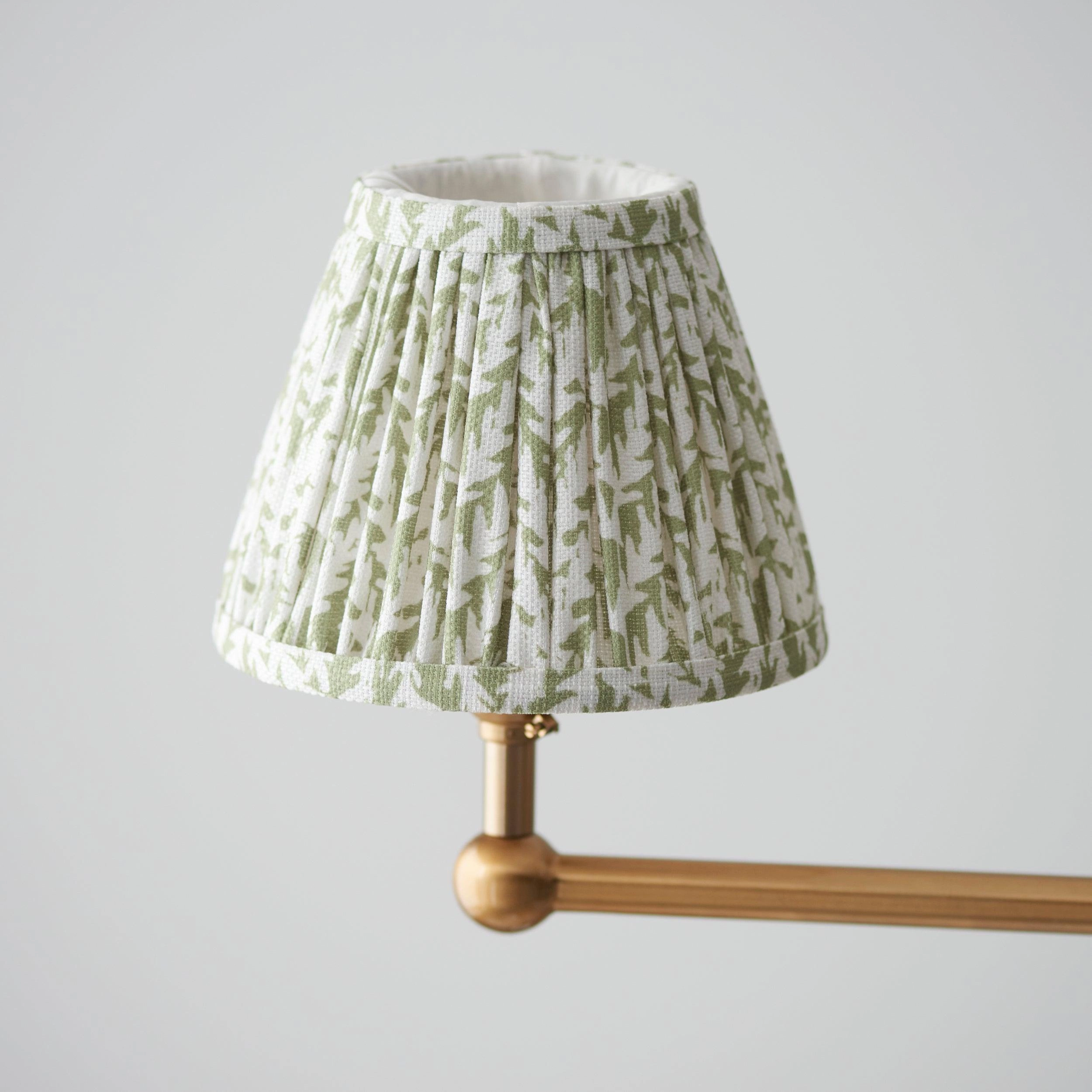 Santiago Brass 4 Light Pendant Ceiling Light With Green Leaf 16cm Shades