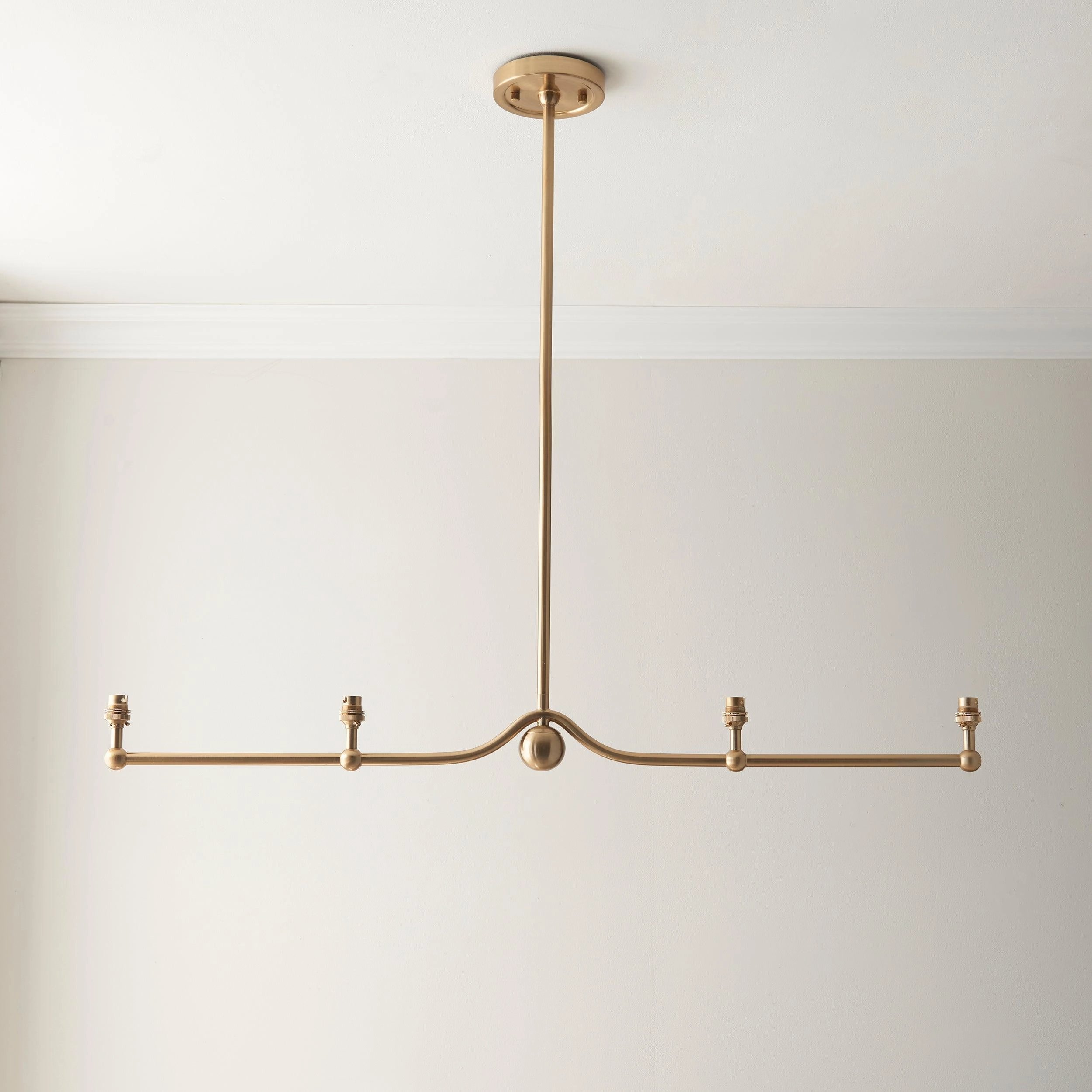 Santiago Brass 4 Light Pendant Ceiling Light With Green Zigzag 16cm Shades