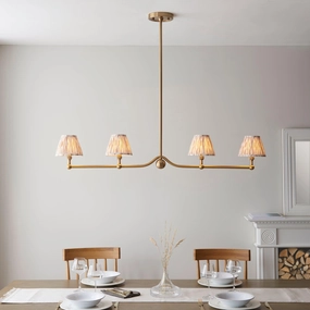 Santiago Brass 4 Light Pendant Ceiling Light With Neutral Ikat 16cm Shades flush mount ceiling fixture