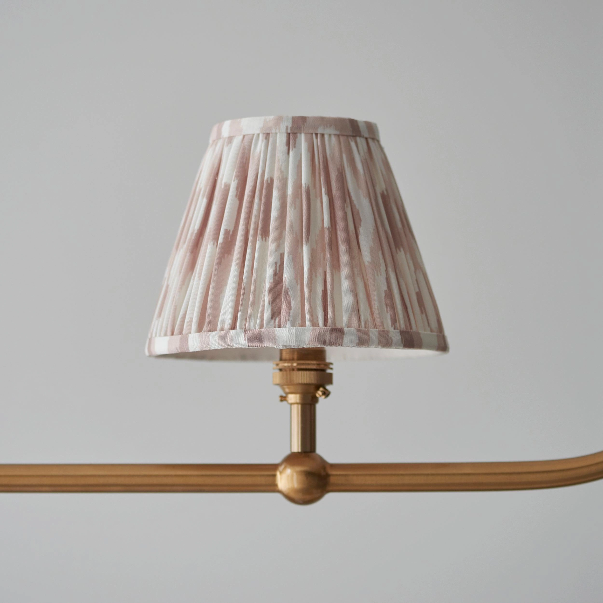 Santiago Brass 4 Light Pendant Ceiling Light With Neutral Ikat 16cm Shades