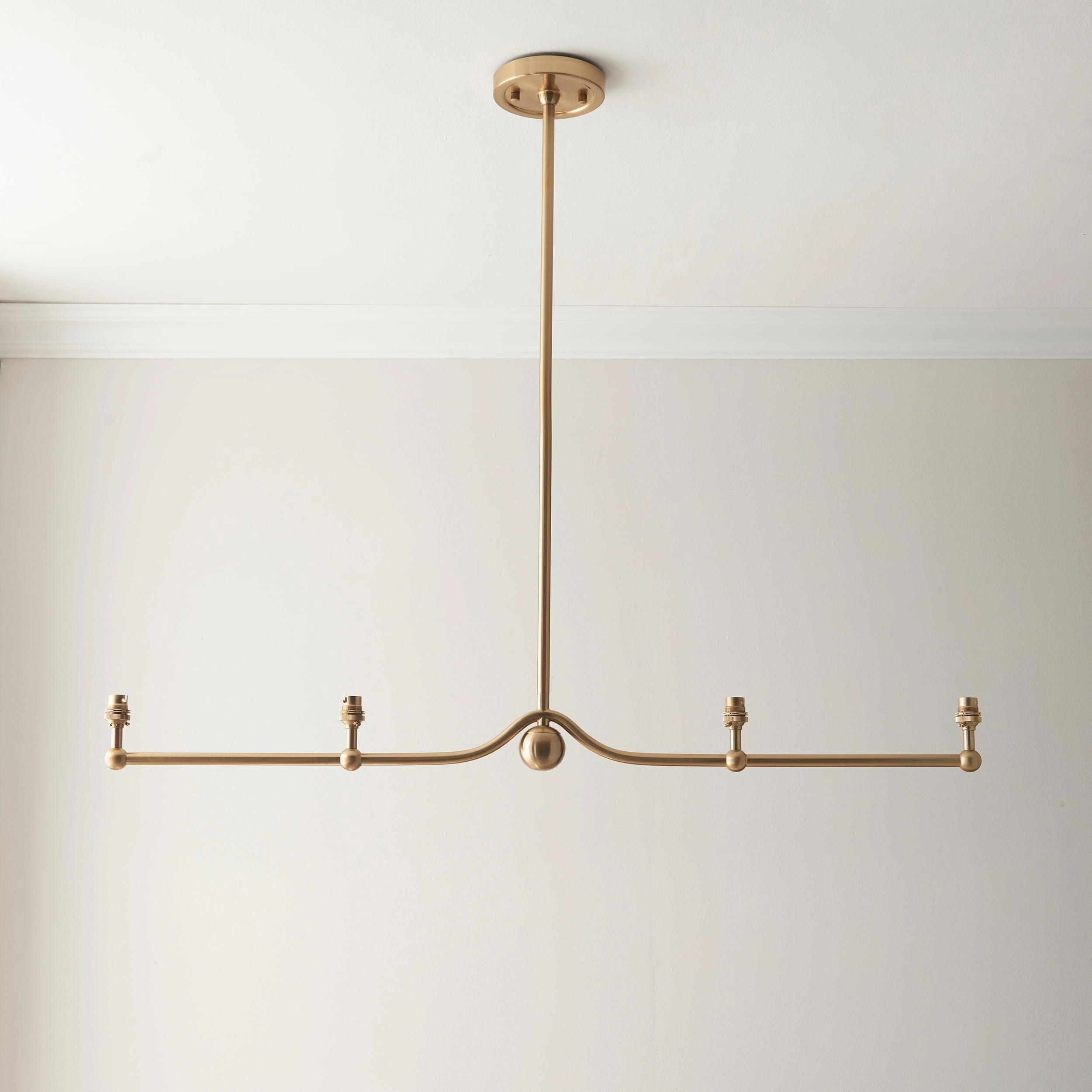 Santiago Brass 4 Light Pendant Ceiling Light With Orange Zigzag 16cm Shades