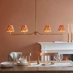 Santiago Brass 4 Light Pendant Ceiling Light With Orange Zigzag 16cm Shades flush mount ceiling fixture