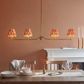 Santiago Brass 4 Light Pendant Ceiling Light With Orange Zigzag 16cm Shades sleek LED ceiling lamp