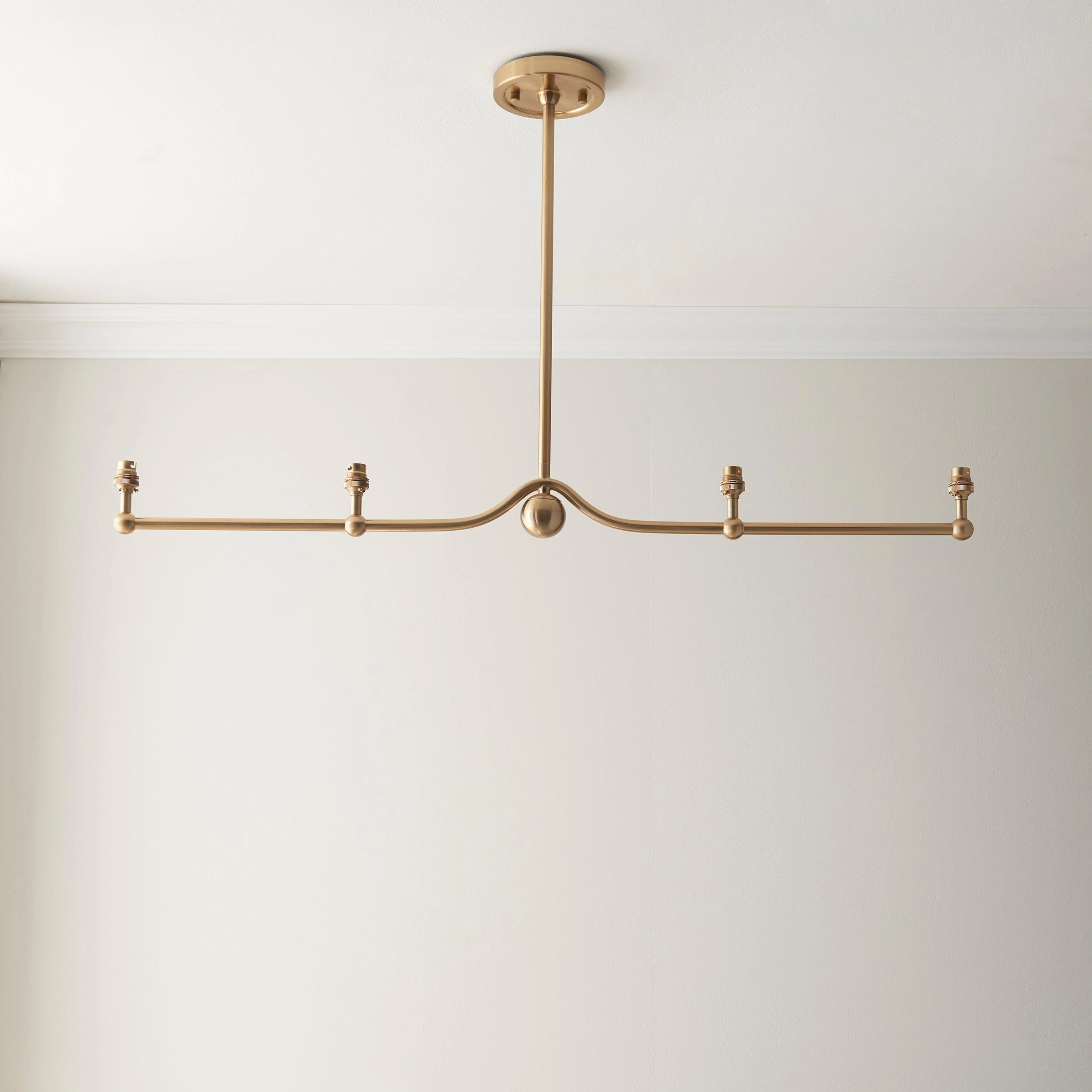 Santiago Brass 4 Light Pendant Ceiling Light With Pearl Grey Leaf 16cm Shades