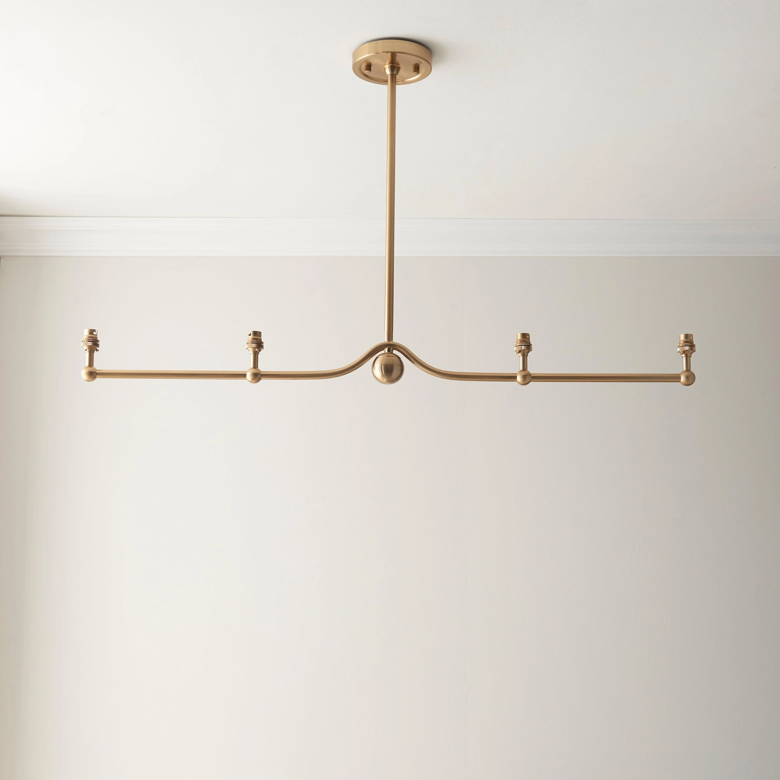 Santiago Brass 4 Light Pendant Ceiling Light With Pearl Grey Leaf 16cm Shades