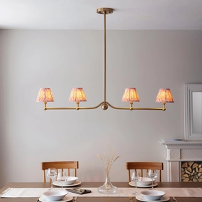 Santiago Brass 4 Light Pendant Ceiling Light With Pink Ripple 16cm Shades sleek LED ceiling lamp