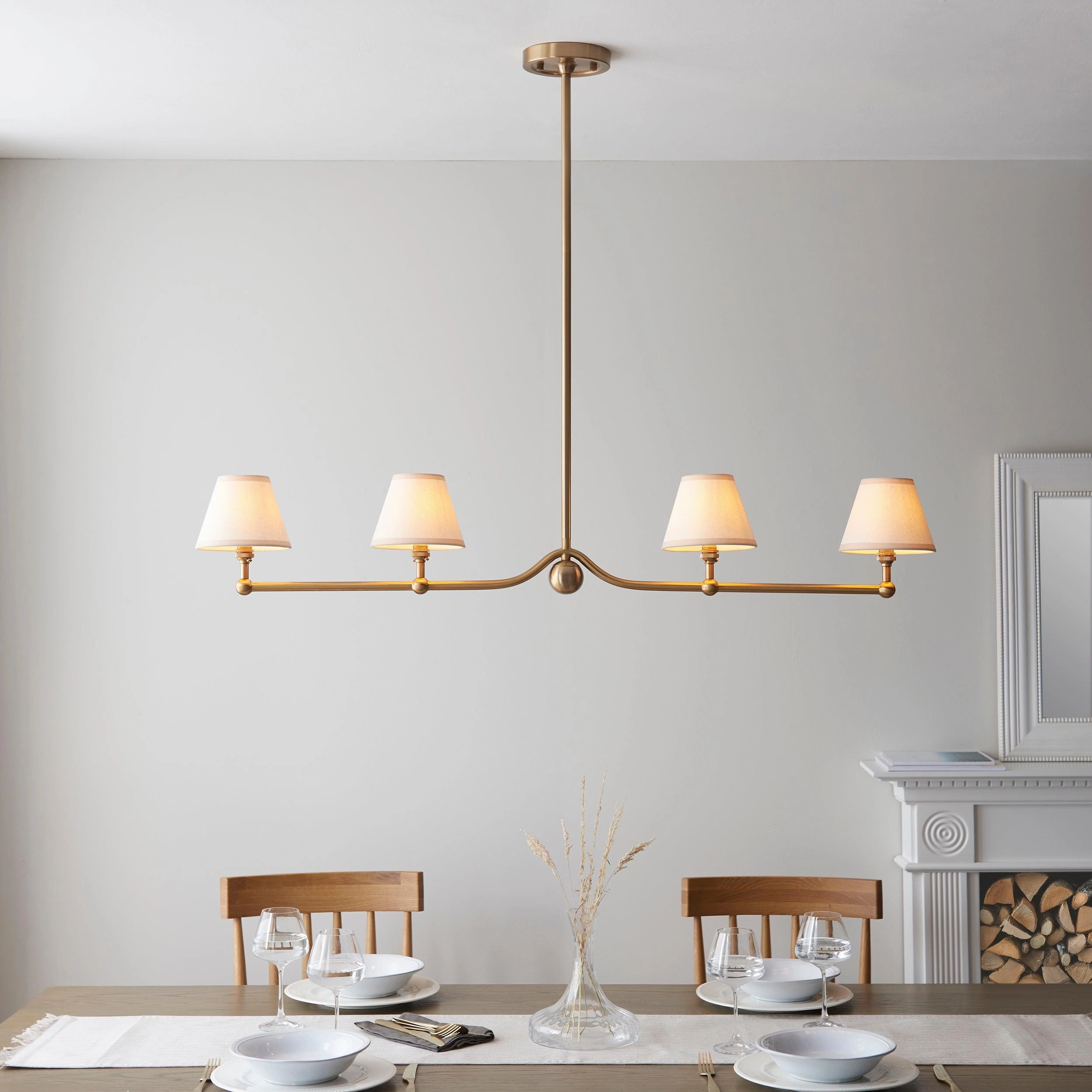 Santiago Brass 4 Light Pendant Ceiling Light With White Ivy 16cm Shades sleek LED ceiling lamp