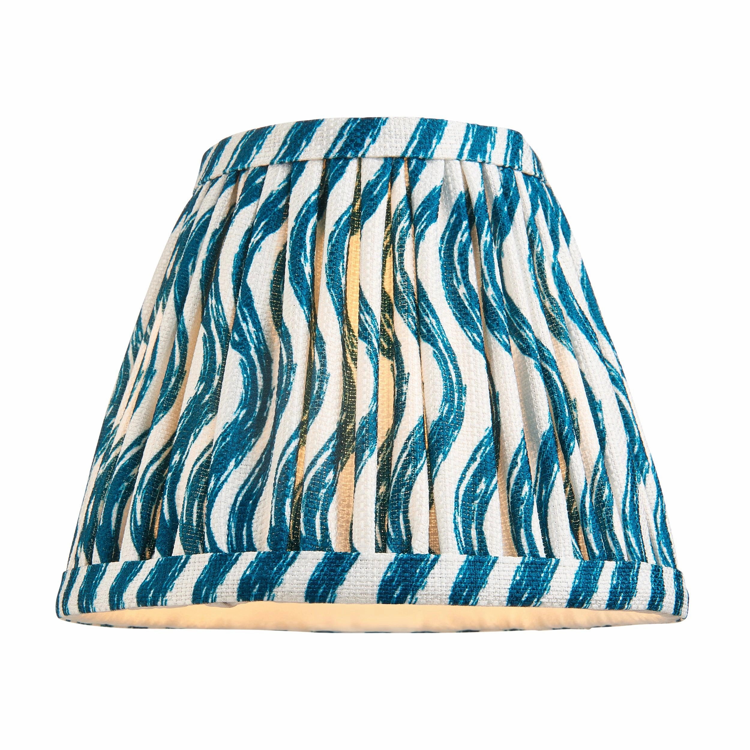 Santiago Brass 5 Light Pendant Ceiling Light With Blue RIpple 16cm Shades