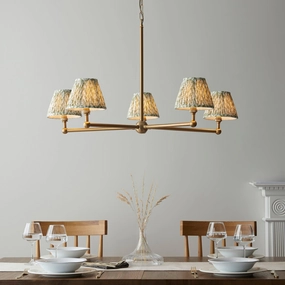 Santiago Brass 5 Light Pendant Ceiling Light With Green Leaf 16cm Shades sleek LED ceiling lamp