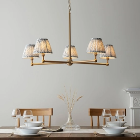 Santiago Brass 5 Light Pendant Ceiling Light With Grey Leaf 16cm Shades sleek LED ceiling lamp