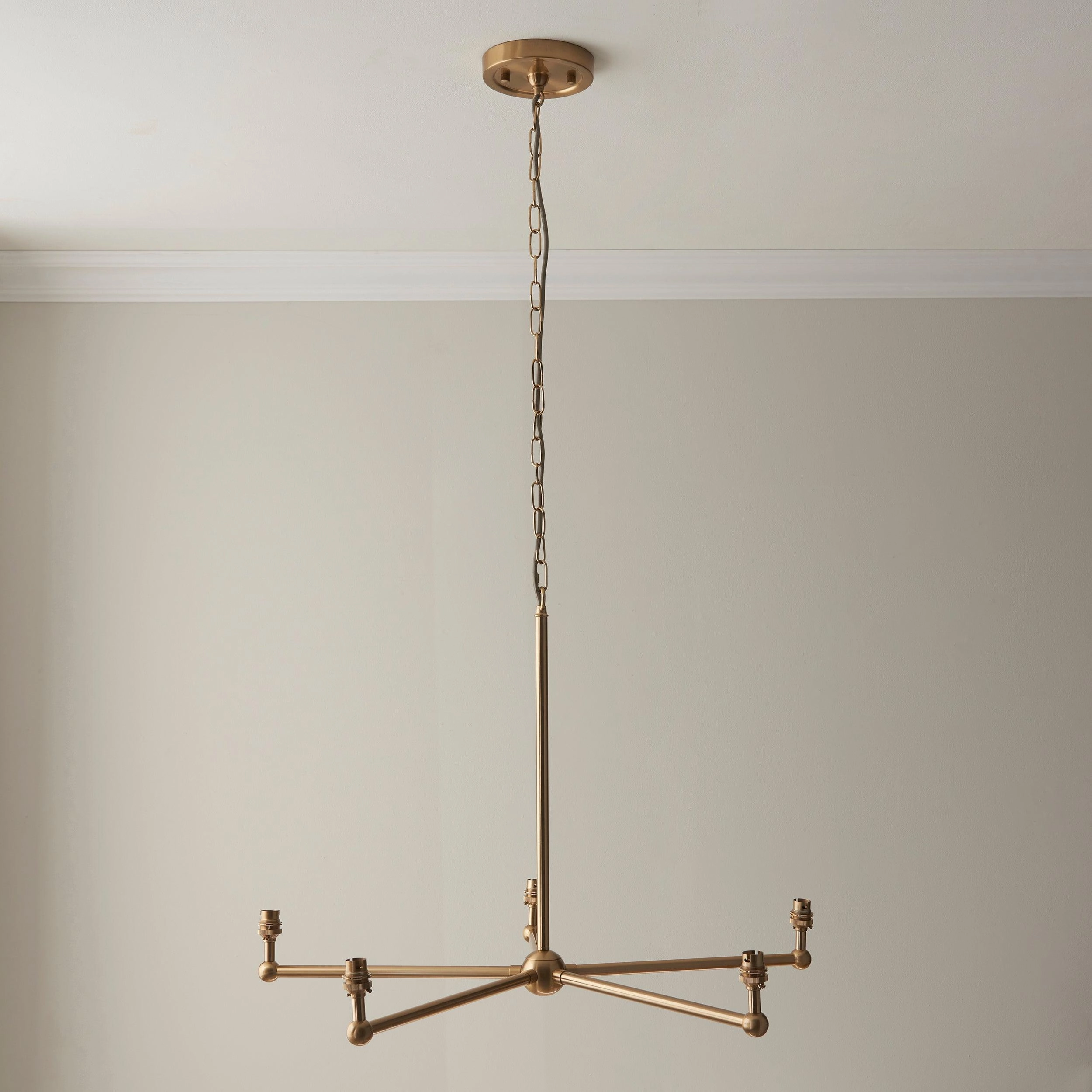 Santiago Brass 5 Light Pendant Ceiling Light With Grey Leaf 16cm Shades