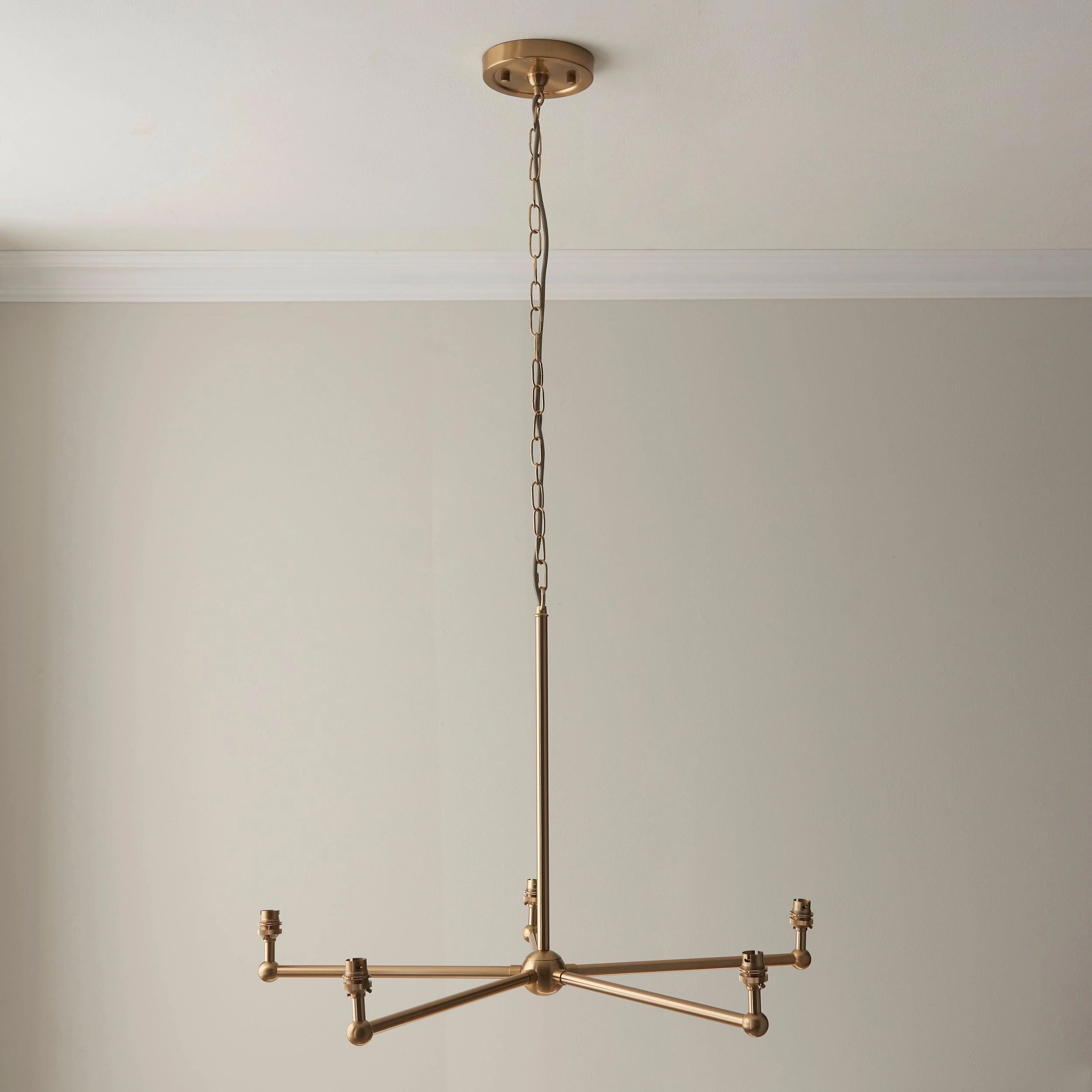 Santiago Brass 5 Light Pendant Ceiling Light With Grey Ripple 16cm Shades