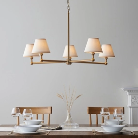 Santiago Brass 5 Light Pendant Ceiling Light With Ivy White 16cm Shades sleek LED ceiling lamp