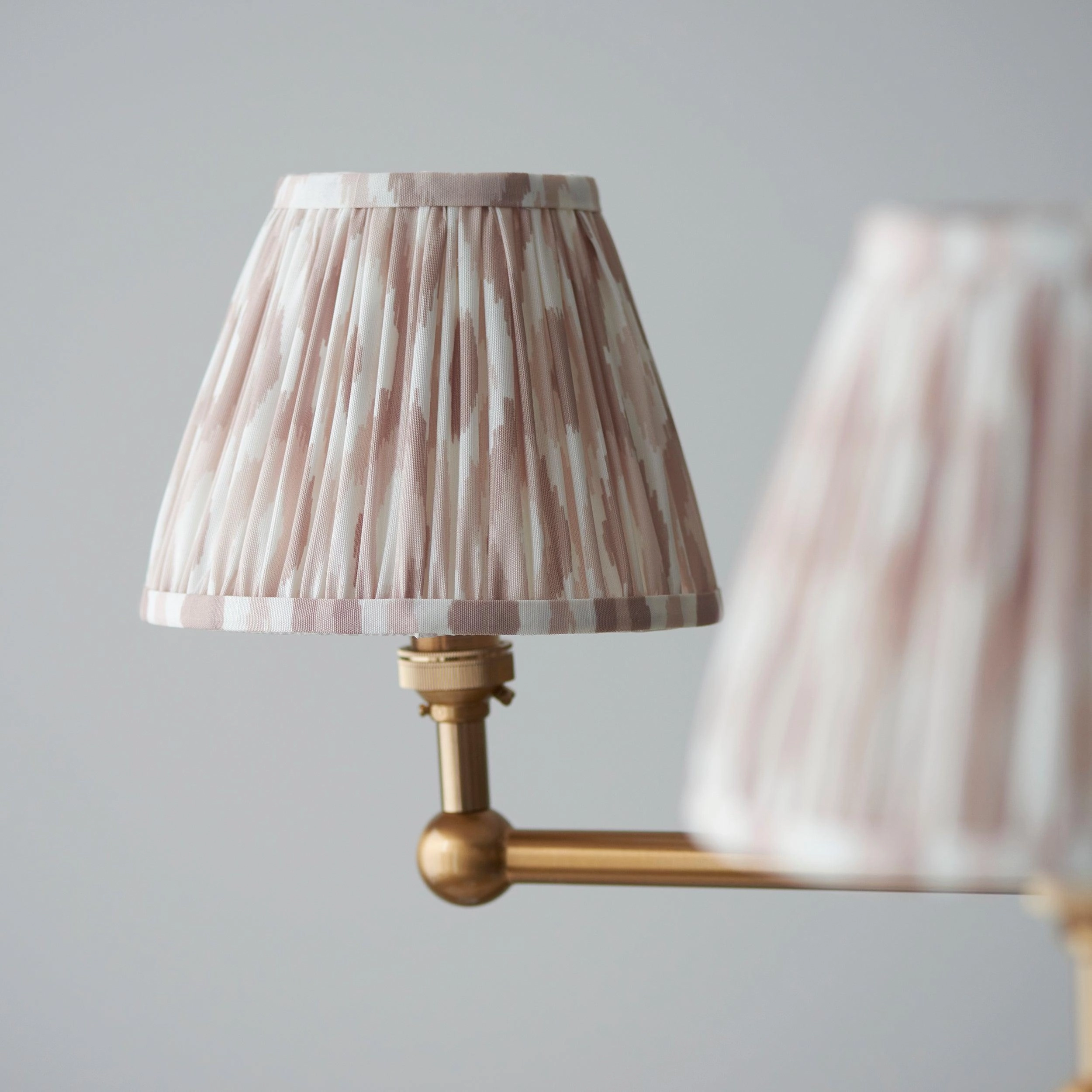 Santiago Brass 5 Light Pendant Ceiling Light With Neutral Ikat 16cm Shades