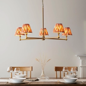 Santiago Brass 5 Light Pendant Ceiling Light With Orange Zigzag 16cm Shades sleek LED ceiling lamp