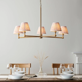 Santiago Brass 5 Light Pendant Ceiling Light With Peachy Leaf 16cm Shades sleek LED ceiling lamp