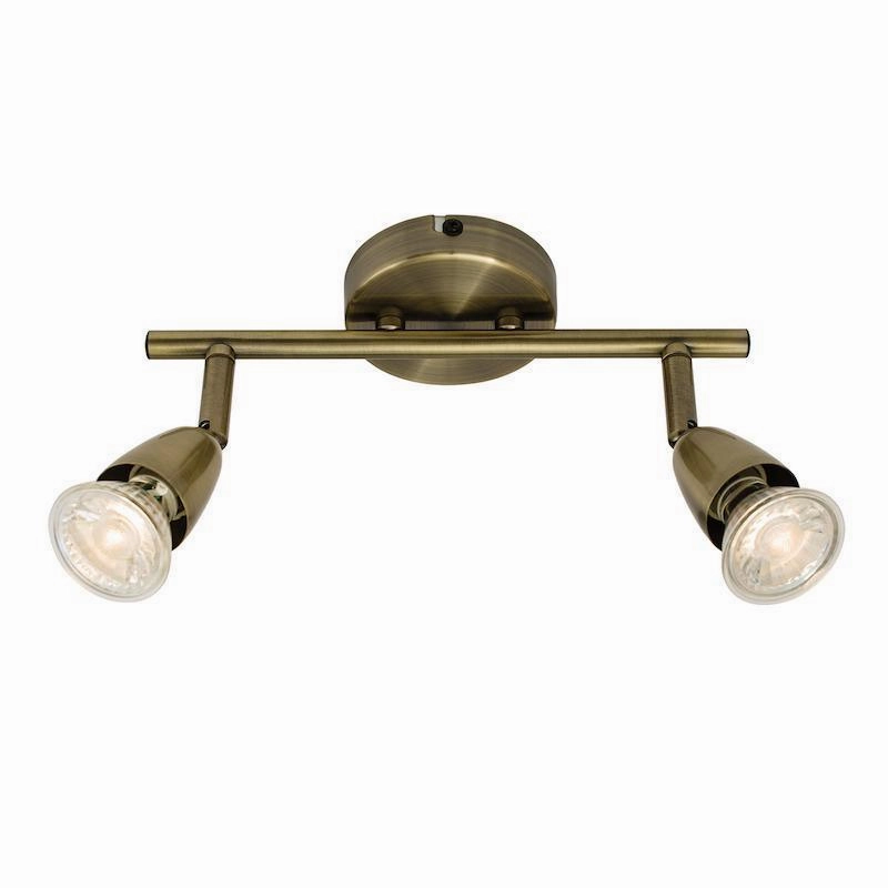 Saxby Amalfi 2 Light Antique Brass Spotlight tall arc lamp for living room