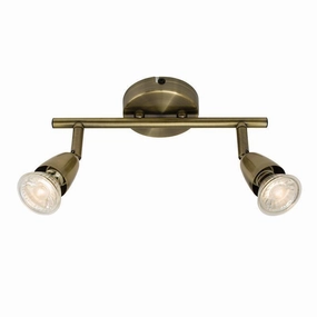 Saxby Amalfi 2 Light Antique Brass Spotlight tall arc lamp for living room