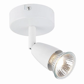 Saxby Amalfi Gloss White Finish Single Spotlight tall arc lamp for living room