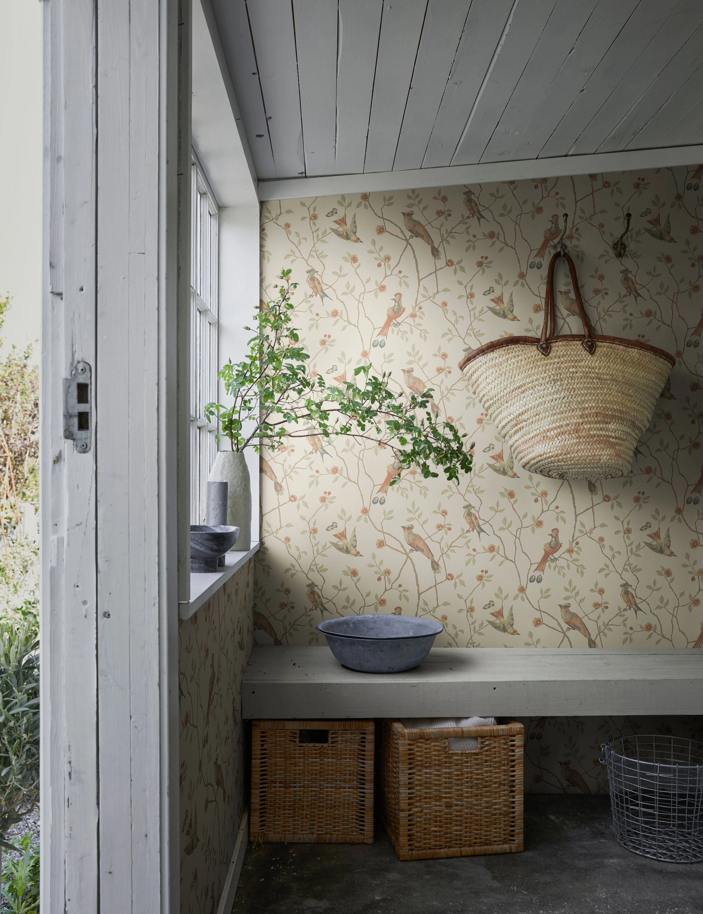 Scalamandre Eugen Wallpaper by Sandberg vintage desk lamp