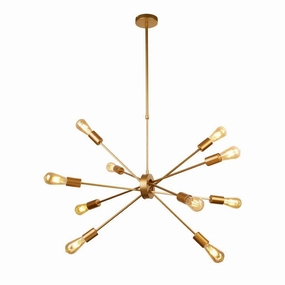 Searchlight Alpha 10 Light Ceiling Pendant Matt Gold soft glow ceiling light