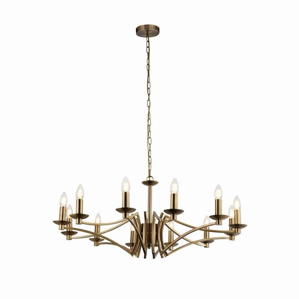 Searchlight Ascot 12 Light Antique Brass Chandelier soft glow ceiling light