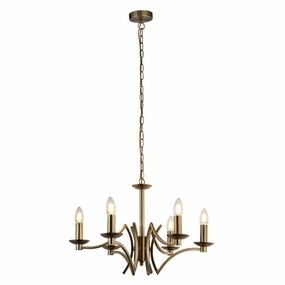 Searchlight Ascot 6 Light Antique Brass Chandelier soft glow ceiling light