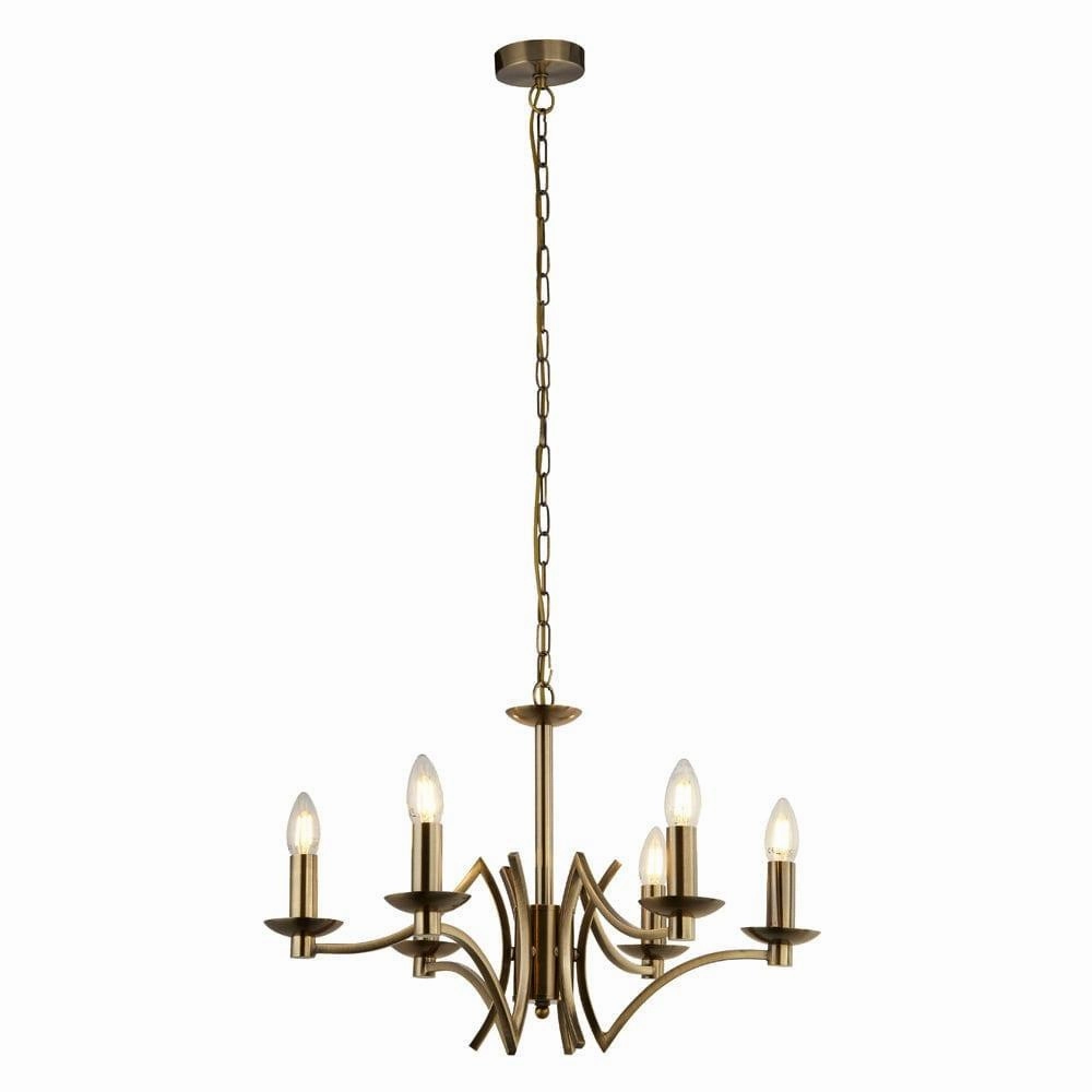 Searchlight Ascot 6 Light Antique Brass Chandelier soft glow ceiling light