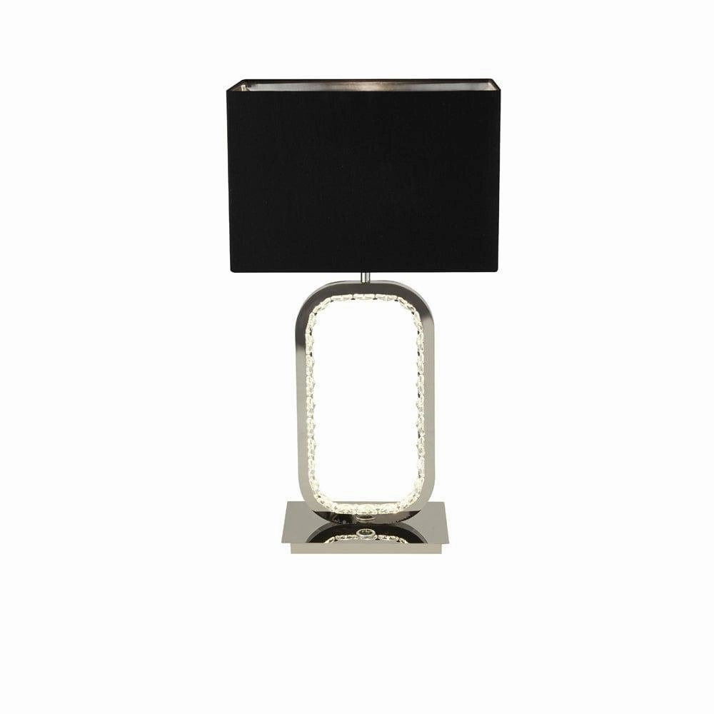 Searchlight Aura Chrome Table Lamp With Black Shade energy-saving LED light