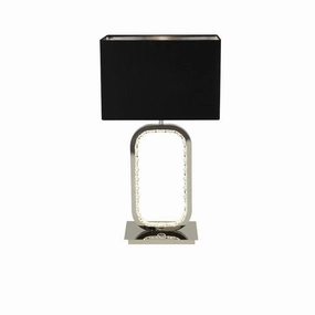 Searchlight Aura Chrome Table Lamp With Black Shade energy-saving LED light