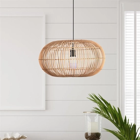 Searchlight Bali 1 Light Ceiling Pendant, Rattan Shade sleek LED ceiling lamp