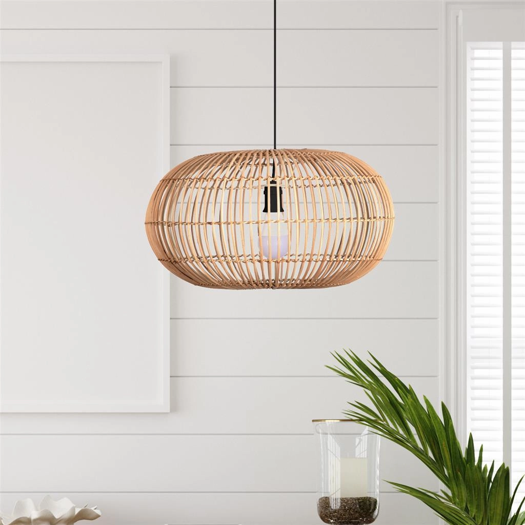 Searchlight Bali 1 Light Ceiling Pendant, Rattan Shade sleek LED ceiling lamp