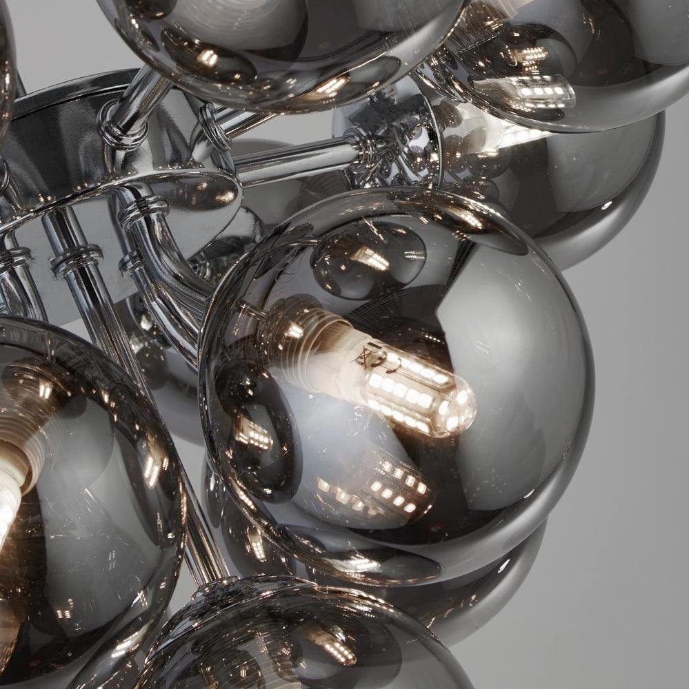 Searchlight Berry 13 Light Chrome Ceiling Light - Smoked Glass