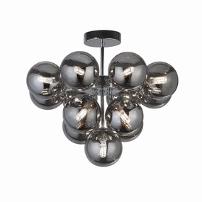 Searchlight Berry 13 Light Chrome Ceiling Light - Smoked Glass soft glow ceiling light