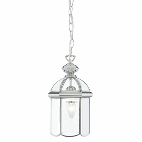 Searchlight Bevelled Lantern 1 Light Chrome Domed Pendant white ceiling lamp