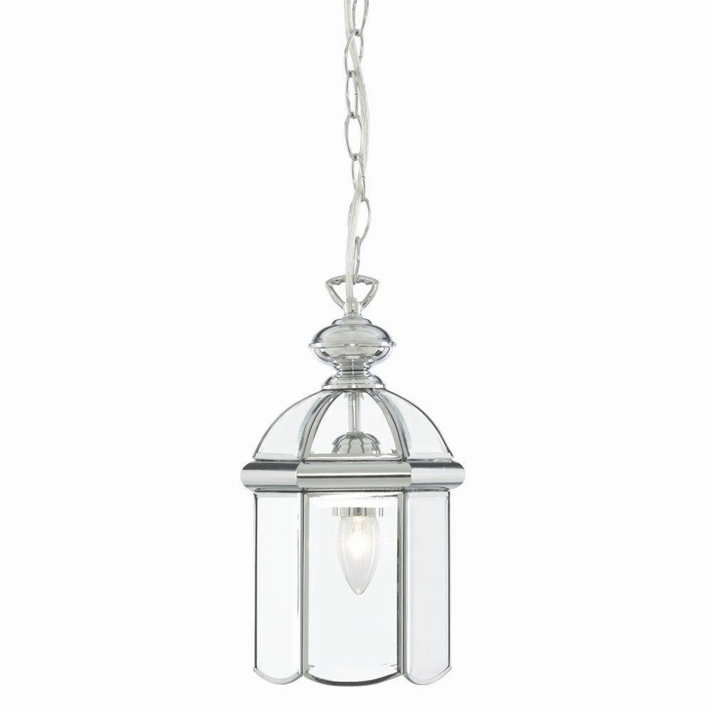 Searchlight Bevelled Lantern 1 Light Chrome Domed Pendant ambient ceiling fixture