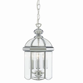 Searchlight Bevelled Lantern 3 Light Chrome Domed Pendant white ceiling lamp