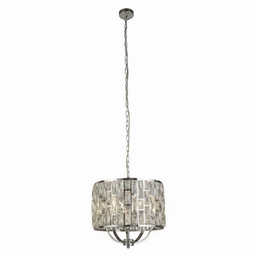 Searchlight Bijou 5 Light Chrome Pendant - Crystal Glass ambient ceiling fixture