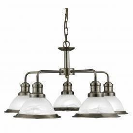Searchlight Bistro Antique Brass 5 Light Ceiling Pendant ambient ceiling fixture