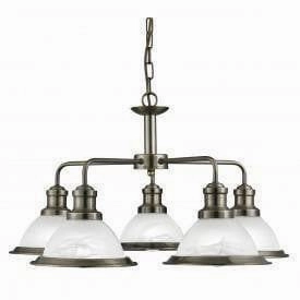 Searchlight Bistro Antique Brass 5 Light Ceiling Pendant flush mount ceiling fixture