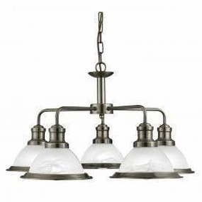 Searchlight Bistro Antique Brass 5 Light Ceiling Pendant ambient ceiling fixture