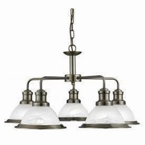 Searchlight Bistro Antique Brass 5 Light Ceiling Pendant flush mount ceiling fixture