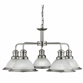 Searchlight Bistro Satin Silver 5 Light Ceiling Pendant sleek LED ceiling lamp