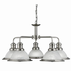 Searchlight Bistro Satin Silver 5 Light Ceiling Pendant ambient ceiling fixture