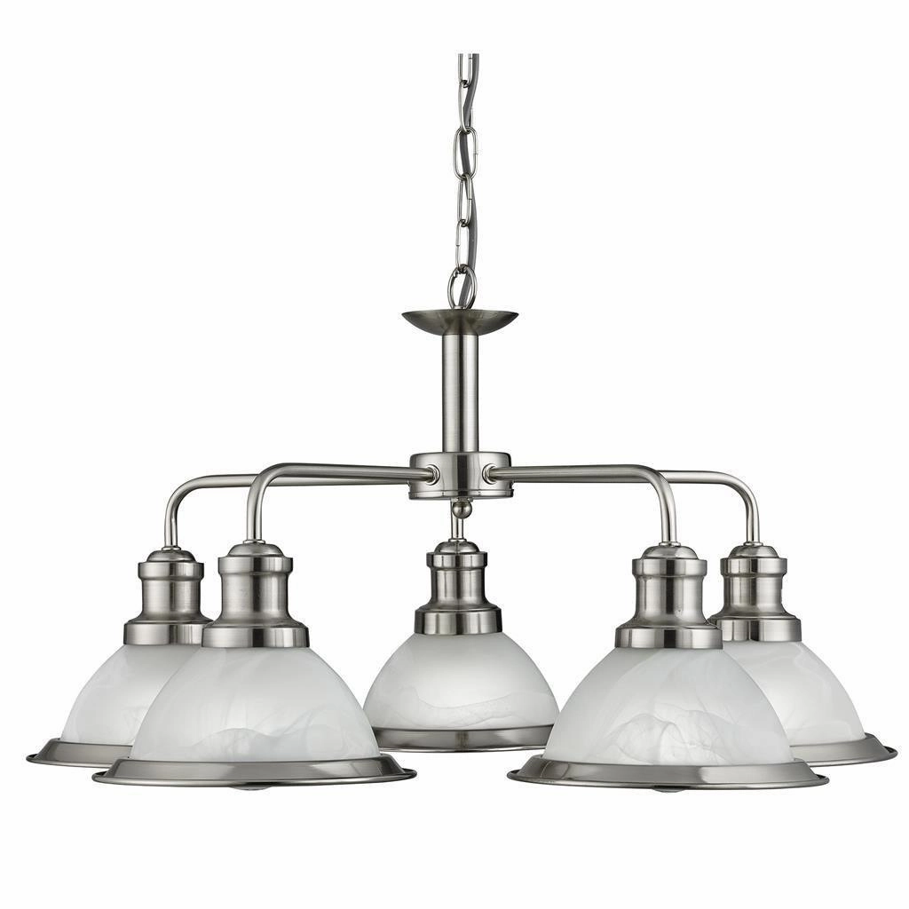Searchlight Bistro Satin Silver 5 Light Ceiling Pendant sleek LED ceiling lamp