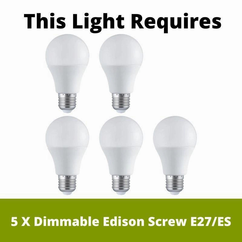 Searchlight Bistro Satin Silver 5 Light Ceiling Pendant