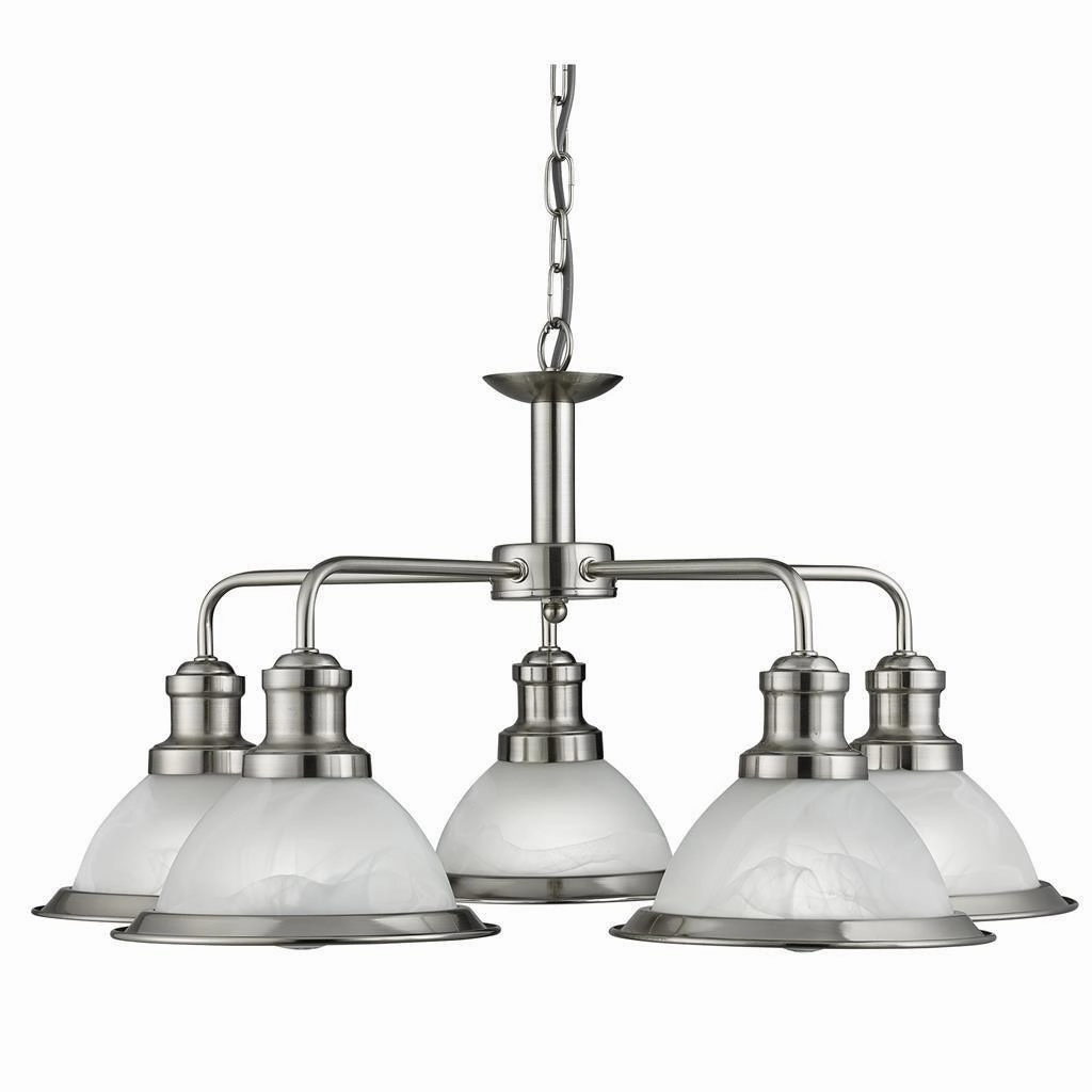Searchlight Bistro Satin Silver 5 Light Ceiling Pendant white ceiling lamp