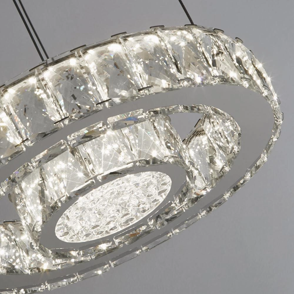 Searchlight Clover LED 2 Tier Flush Chrome Clear Glass