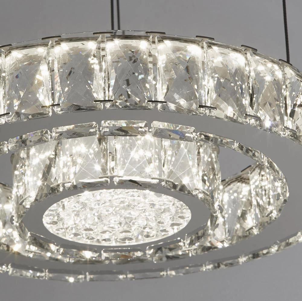Searchlight Clover LED 2 Tier Flush Chrome Clear Glass